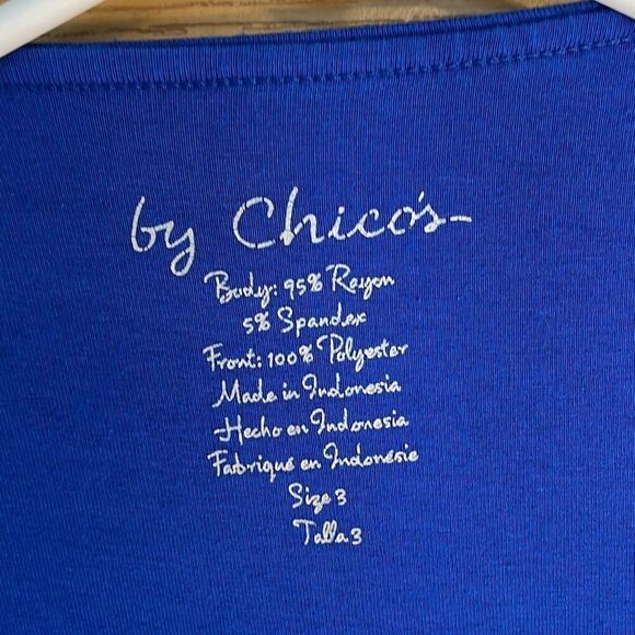 Chico’s Blue Knit Woven Split Front Tank Top Size XL - Picture 4 of 7